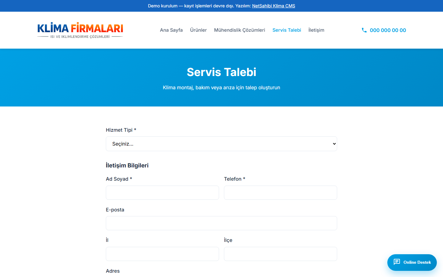 Online Servis Talebi